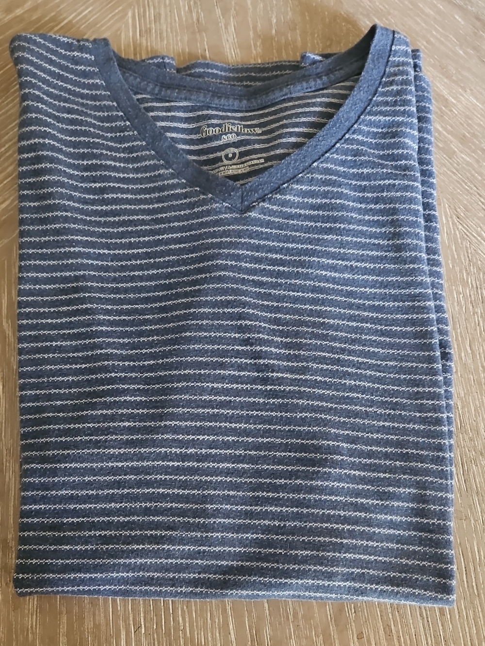 Goodfellow & Co Navy and White Striped V-Neck Sweater